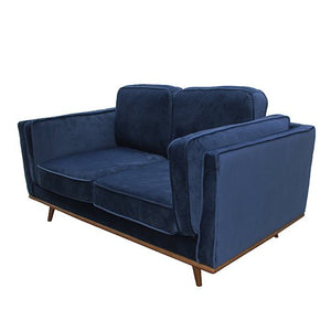 Blue Modern York Sofa - 2 Seater Fabric Couch