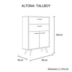 Acacia 4 Drawers Tallboy Storage Cabinet