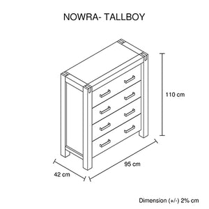 Solid Wooden Bedroom Tallboy Storage Drawers