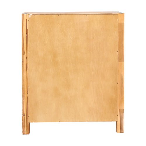 Solid Wooden Tallboy With 4 Storage Drawers - Oak Colour