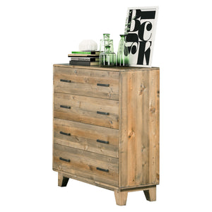Tallboy with 4 Drawers | Solid Wood | Light Brown