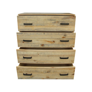 Tallboy with 4 Drawers | Solid Wood | Light Brown