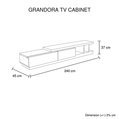 White Ash TV Cabinet With 2 Storage Drawers