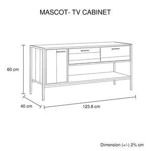 Industrial TV Cabinet With 2 Storage Drawers