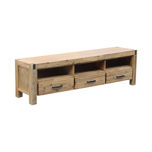 Wooden Oak TV Cabinet With 3 Storage Drawers