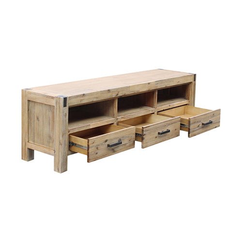 Wooden Oak TV Cabinet With 3 Storage Drawers