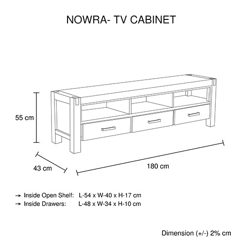 Wooden Oak TV Cabinet With 3 Storage Drawers