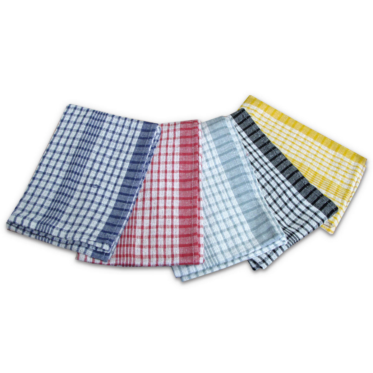 Hotel Living Checkered Set of 5 Cotton Tea Towels | Classic Tea Towel Set