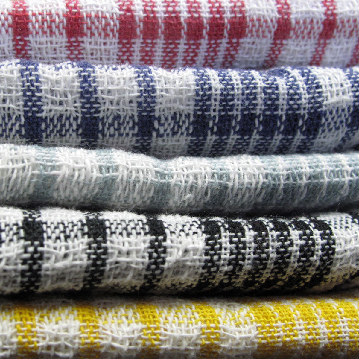 Hotel Living Checkered Set of 5 Cotton Tea Towels | Classic Tea Towel Set