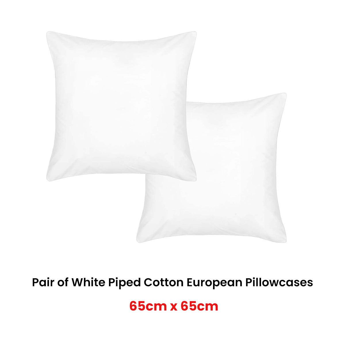 Accessorize White Piped Hotel Deluxe Cotton European Pillowcases | Set of Two