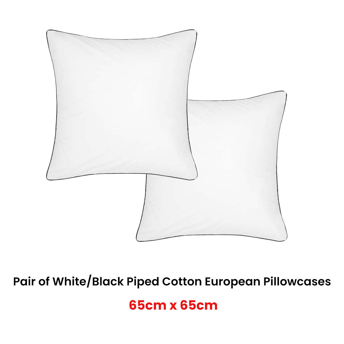 Accessorize White/Black Piped Hotel Deluxe Cotton European Pillowcases | Set of Two