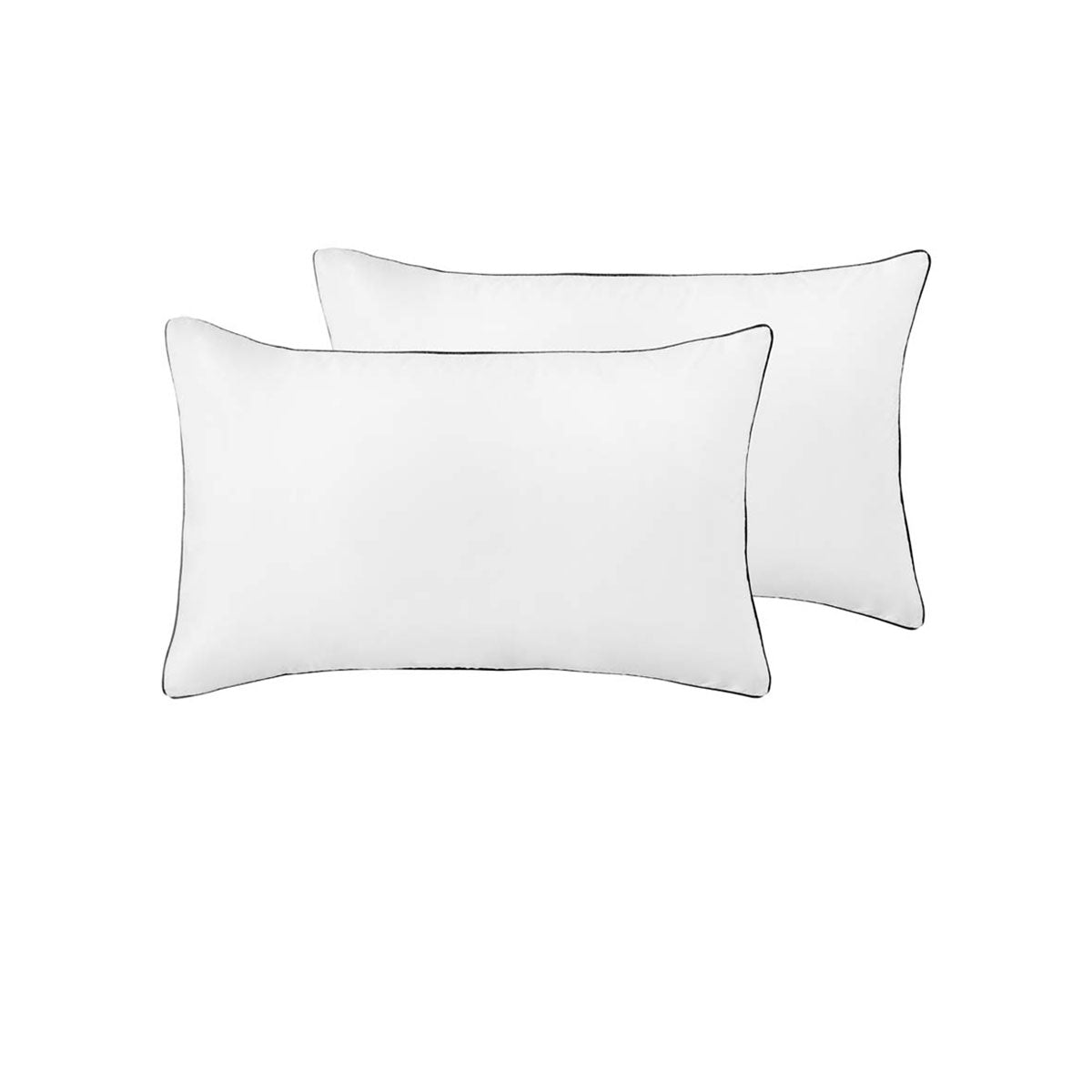 Accessorize White/Black Piped Hotel Deluxe Cotton Standard Pillowcases | Set of Two