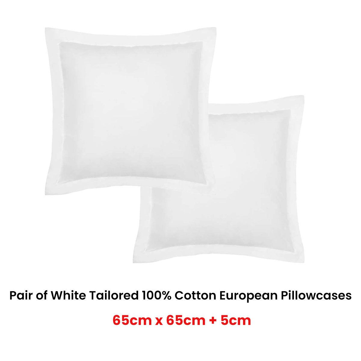 Accessorize Tailored Hotel Deluxe Cotton European Pillowcases - White Pair
