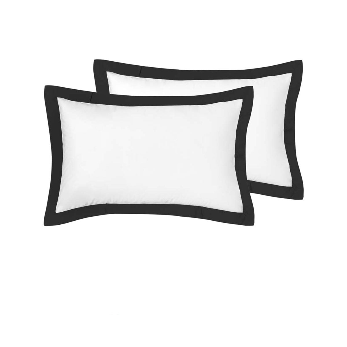 Accessorize Tailored Hotel Deluxe Cotton Pillowcases - White/Black Pair