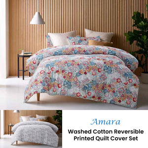 Accessorize Amara Washed Cotton Quilt Cover Set - King | Reversible Print