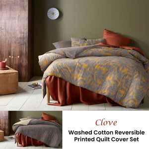 Accessorize Clove Washed Cotton Quilt Cover Set - Queen | Cozy Bedding