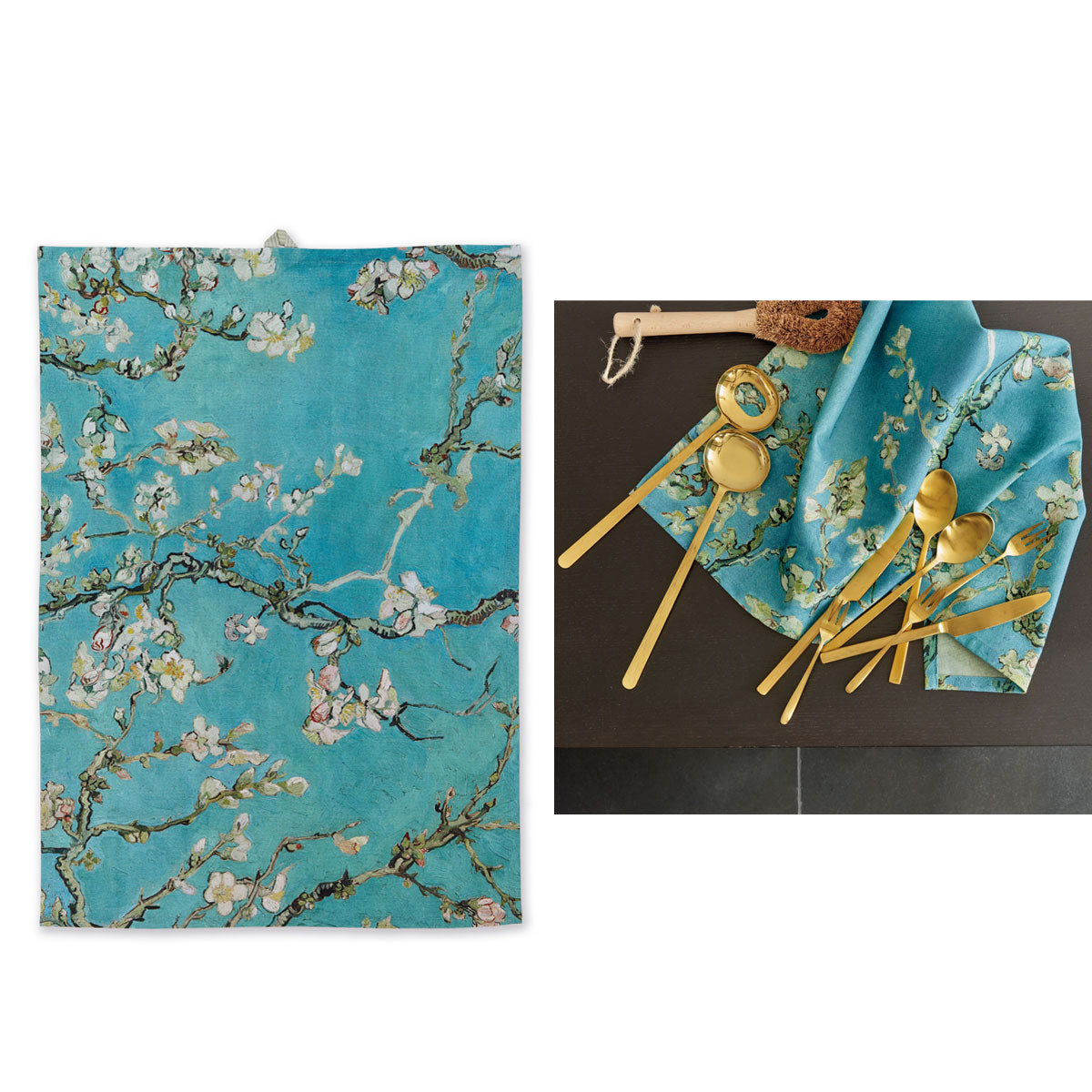 Bedding House Van Gogh Blossom Blue Tea Towel | Floral Kitchen Towel