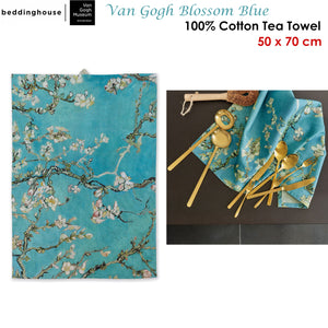 Bedding House Van Gogh Blossom Blue Tea Towel | Floral Kitchen Towel