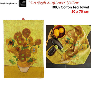 Bedding House Van Gogh Sunflower Yellow Tea Towel | Artistic Kitchen Towel