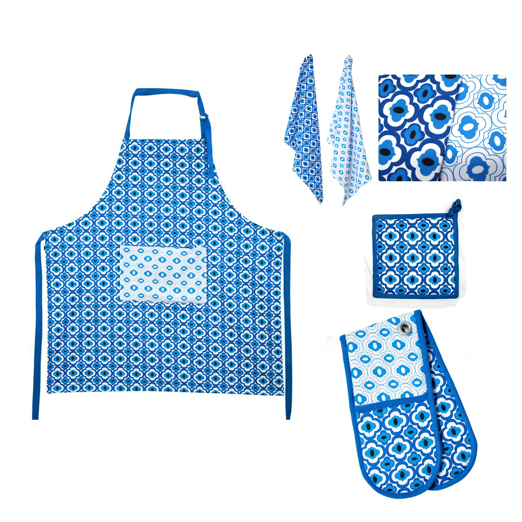 Azure Blue Cotton Kitchen Set | IDC Homewares 5-Piece