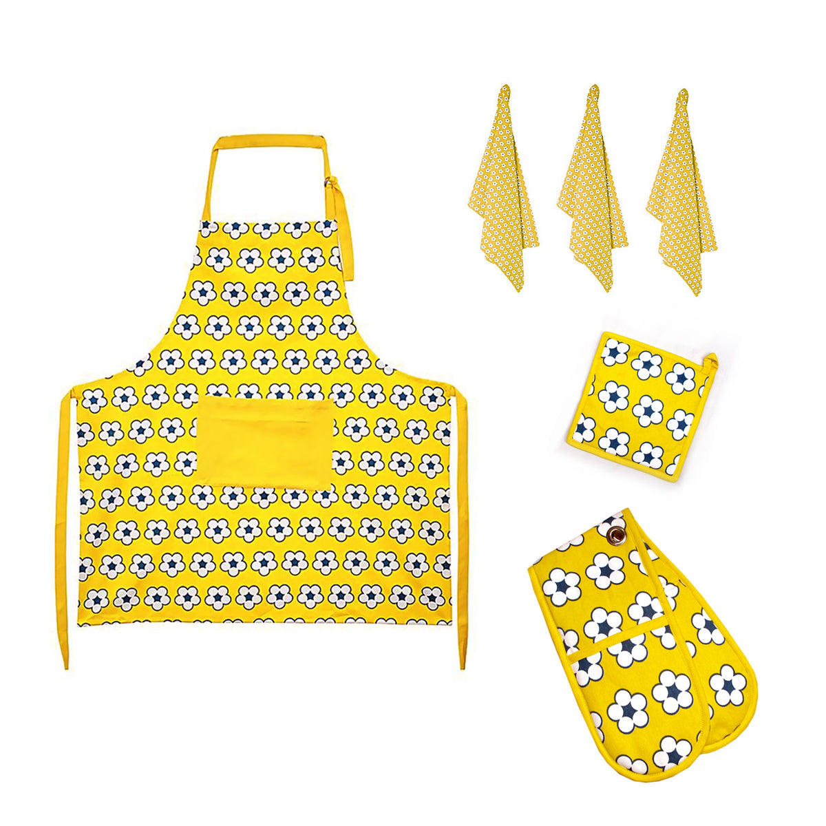 Yellow Cotton Kitchen Set | IDC Homewares 6-Piece Cotton Bud