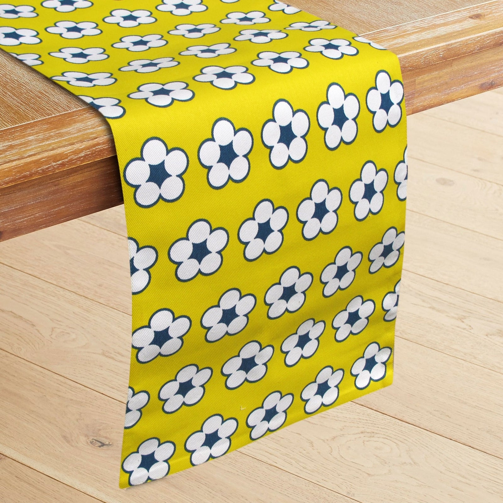 IDC Homewares 100% Cotton Printed Table Runner - Cotton Bud (Yellow)