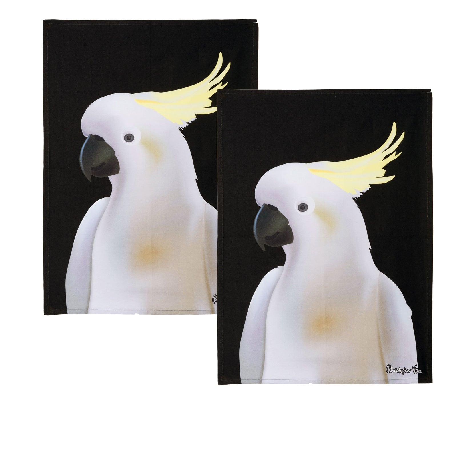 IDC Homewares Christopher Vine Design Tea Towels - Cockatoo (Set of 2)