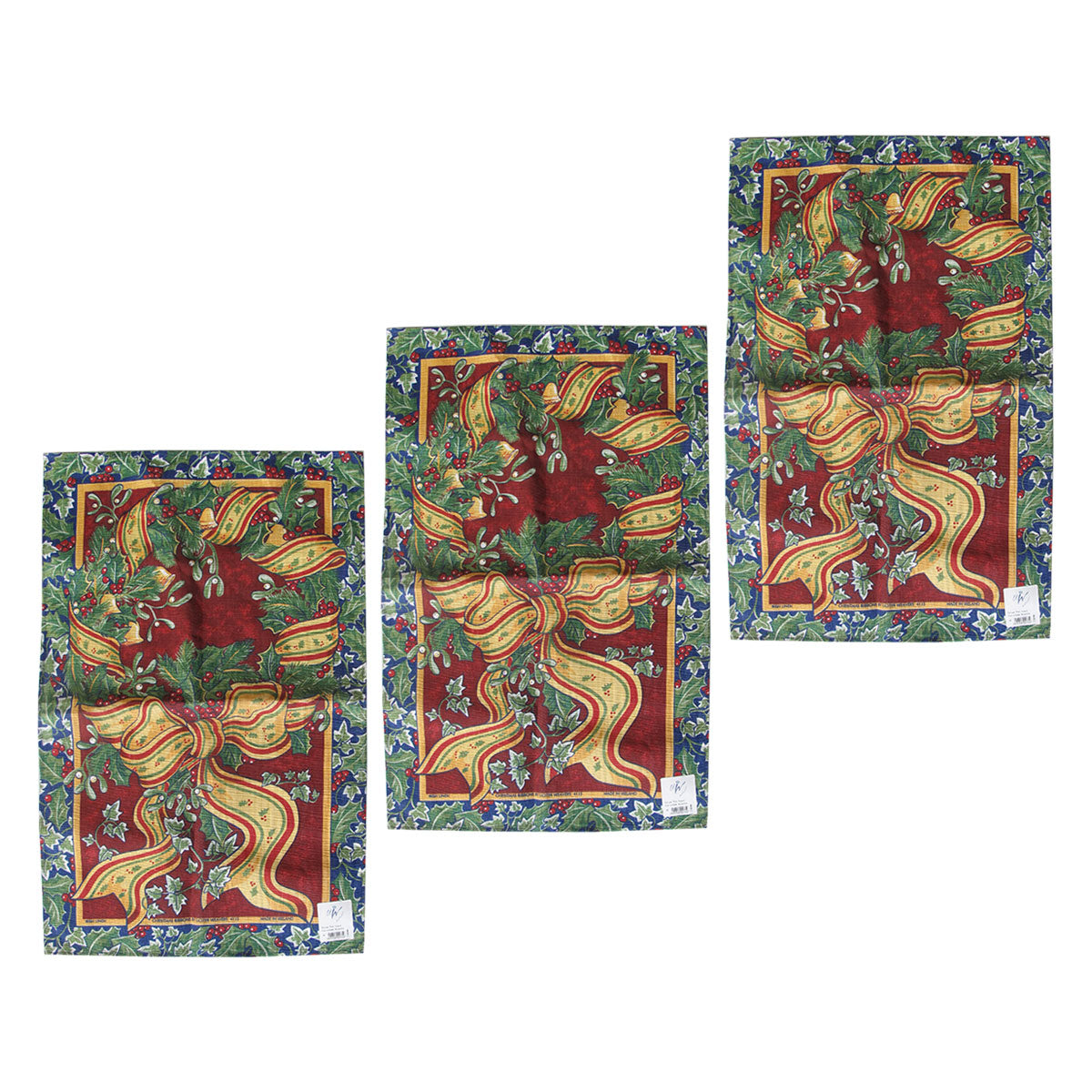 Set of 3 Festival Ribbon Linen Tea Towels | 45 x 72 cm