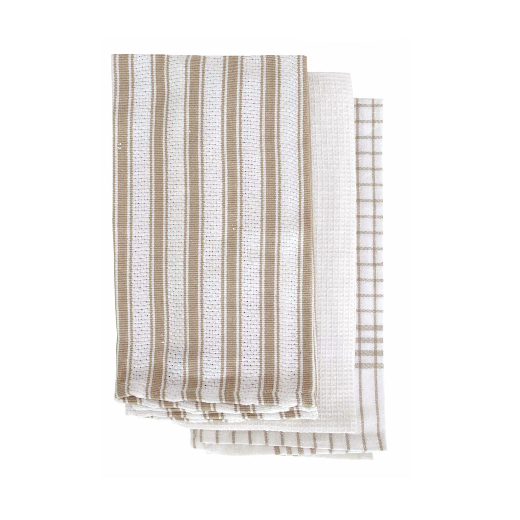 IDC Homewares Gardenia Cotton Tea Towels - Set of 3 (Taupe)