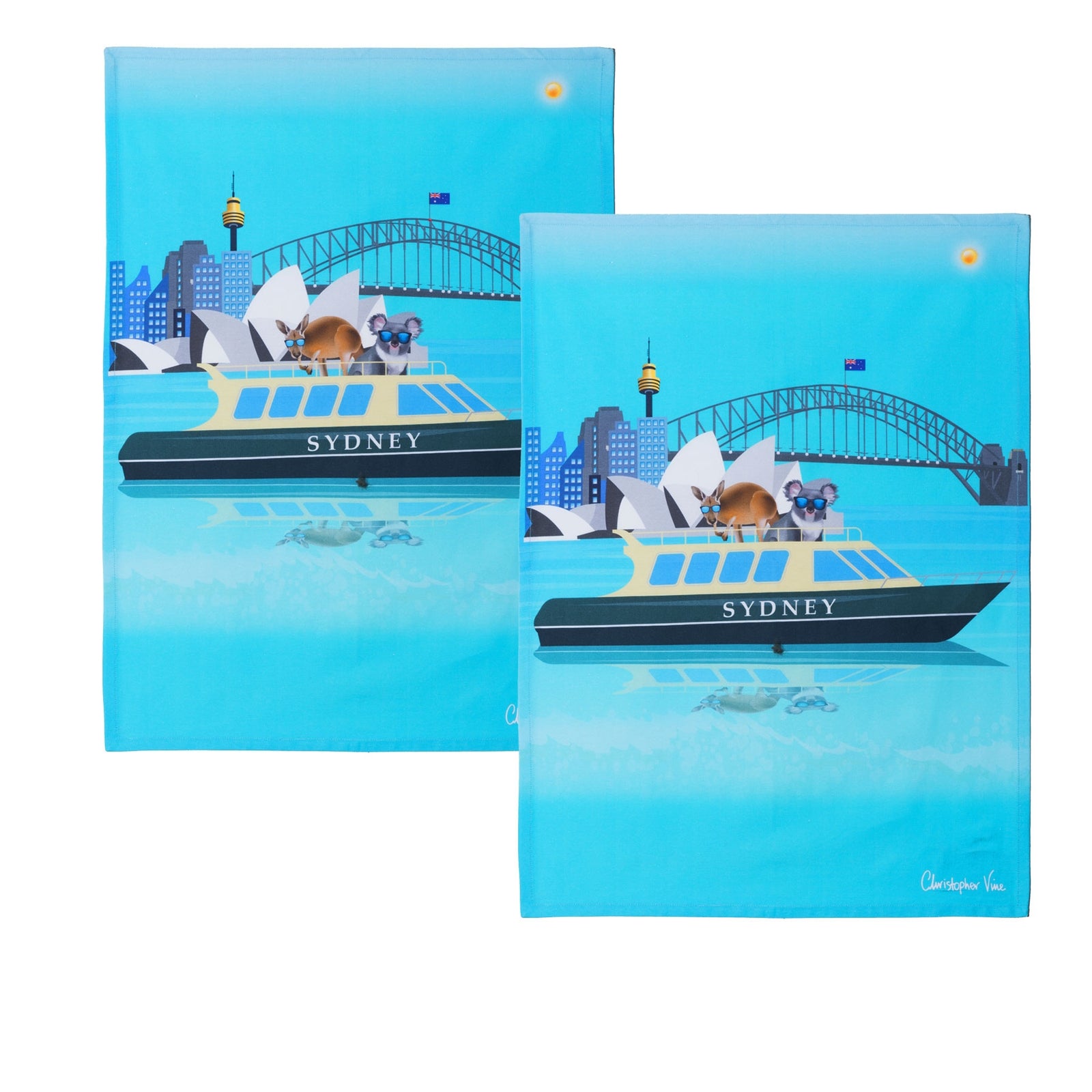 IDC Homewares Christopher Vine Design Tea Towels - Set of 2 (Sydney Harbour)