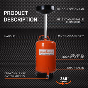 HORUSDY 80L Telescopic Workshop Fluid Collection Tank | Mobile Waste Oil Drainer