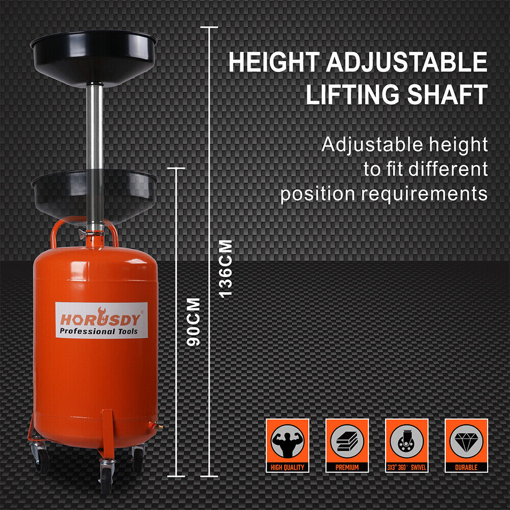HORUSDY 80L Telescopic Workshop Fluid Collection Tank | Mobile Waste Oil Drainer