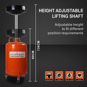 HORUSDY 80L Telescopic Workshop Fluid Collection Tank | Mobile Waste Oil Drainer