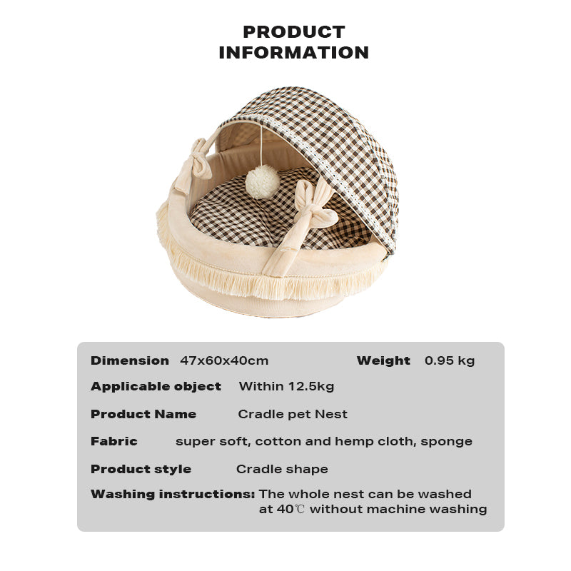 Pet Cat Calming Bed Cuddle Soft Warm Plush Cave Sleeping Nest Tent | Cozy Retreat for Cats