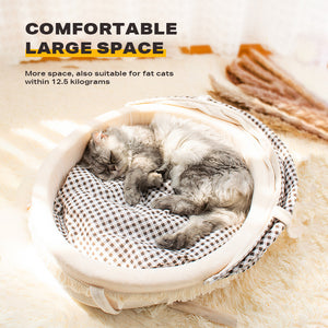 Pet Cat Calming Bed Cuddle Soft Warm Plush Cave Sleeping Nest Tent | Cozy Retreat for Cats