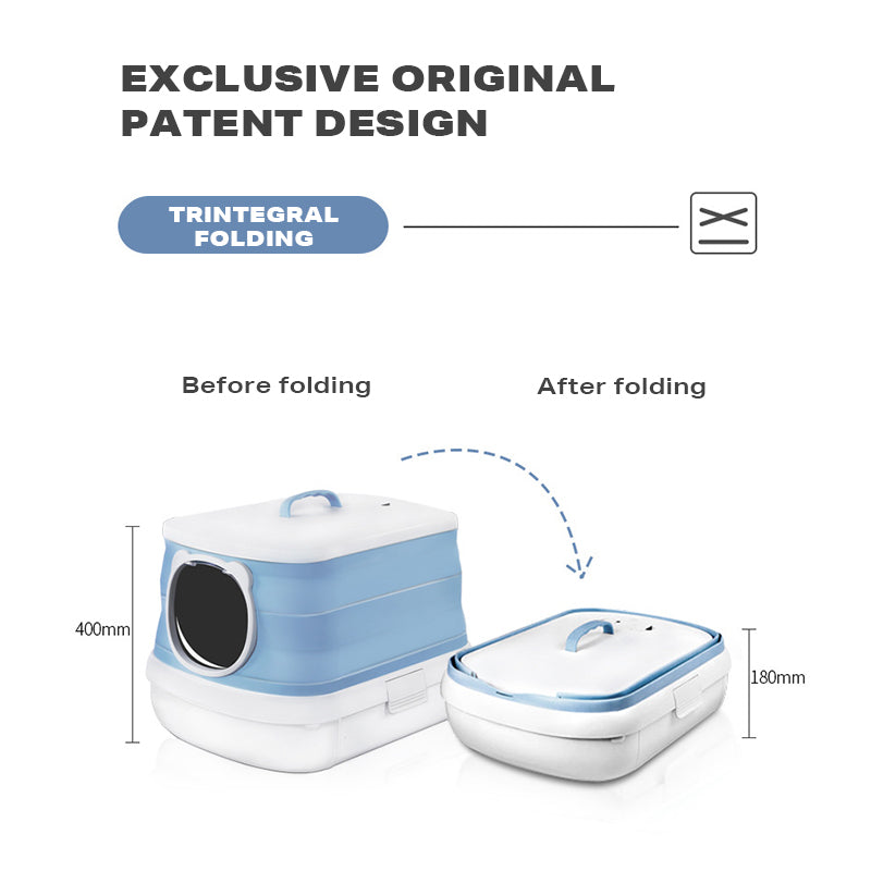 Large Foldable Cat Litter Box | Plastic Toilet for Easy Cleaning
