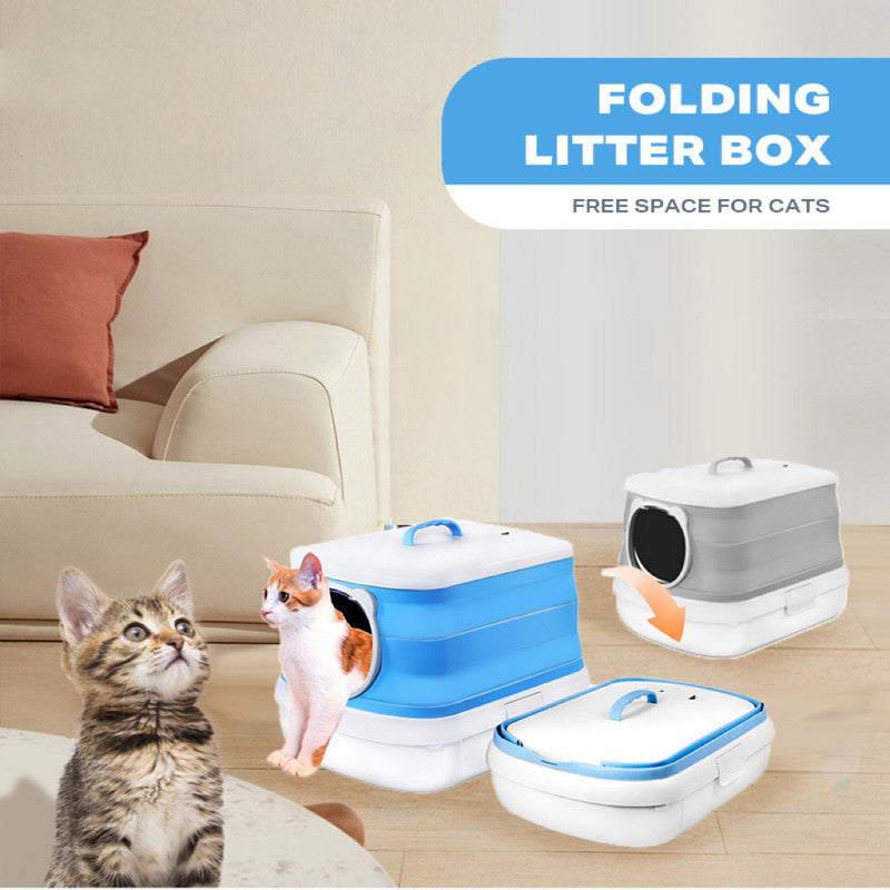 Large Foldable Cat Litter Box | Plastic Toilet for Easy Cleaning
