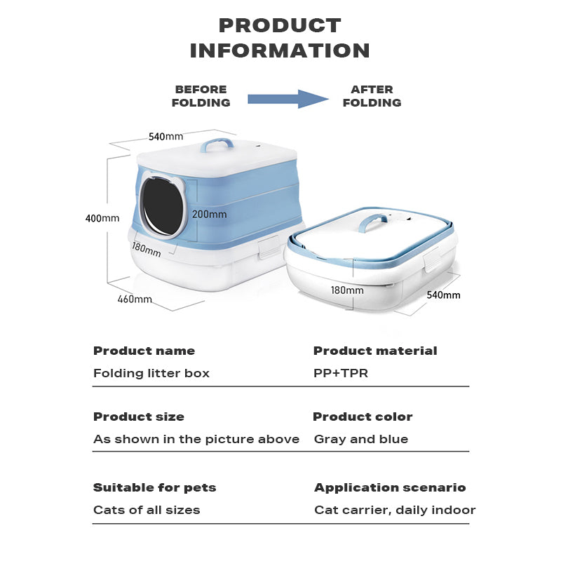 Large Foldable Cat Litter Box | Plastic Toilet for Easy Cleaning