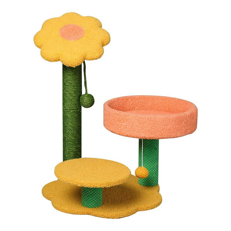 Sunflower Cat Climbing Frame Scratching Post Toy | Interactive Feline Fun