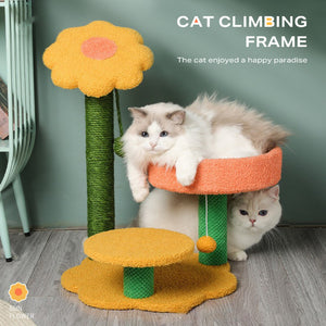 Sunflower Cat Climbing Frame Scratching Post Toy | Interactive Feline Fun