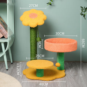 Sunflower Cat Climbing Frame Scratching Post Toy | Interactive Feline Fun