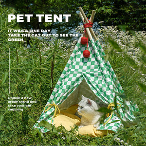 Solid Wood Pet Tent Nest with Removable Mattress | Cozy Retreat for Your Pet