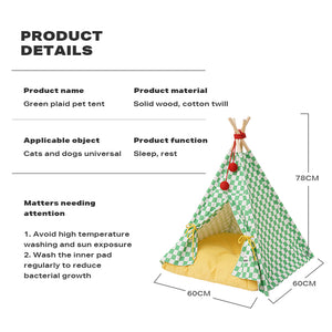 Solid Wood Pet Tent Nest with Removable Mattress | Cozy Retreat for Your Pet