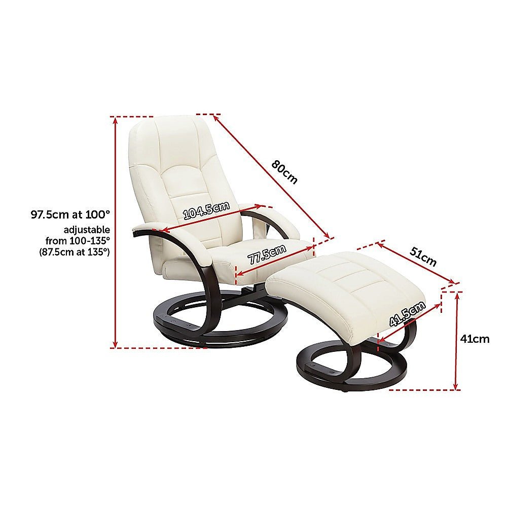 PU Leather Massage Chair Recliner Ottoman Lounge Remote