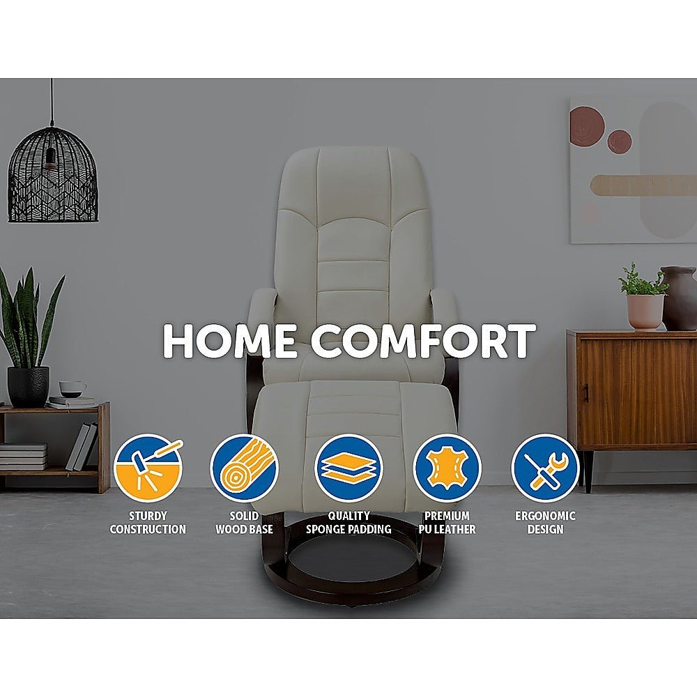 PU Leather Massage Chair Recliner Ottoman Lounge Remote