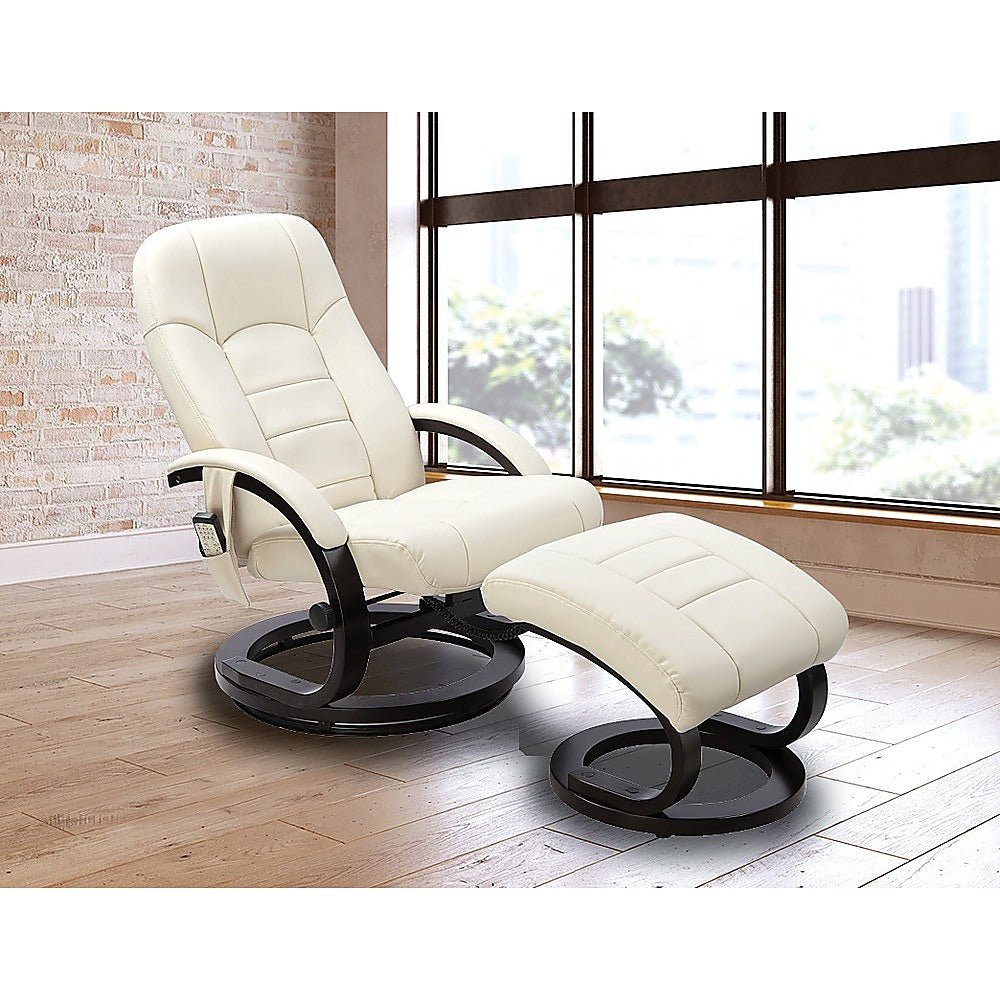 PU Leather Massage Chair Recliner Ottoman Lounge Remote