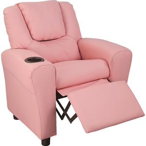 PU Leather Kids Recliner with Drink Holder