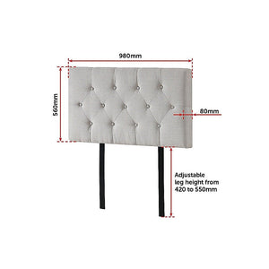 Linen Fabric Single Bed Deluxe Headboard Bedhead - Beige