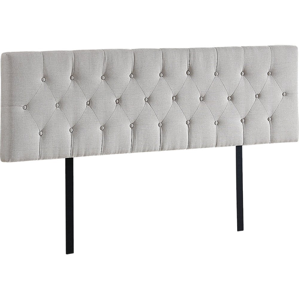 Linen Fabric King Bed Deluxe Headboard Bedhead - Beige