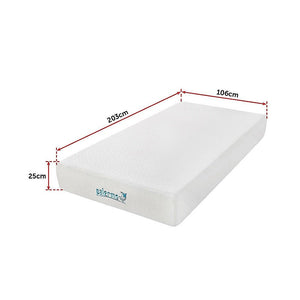 Palermo King Single 25cm Gel Memory Foam Mattress - Dual-Layered - CertiPUR-US Certified